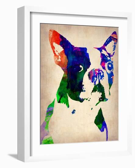 Boston Terrier Watercolor-NaxArt-Framed Art Print