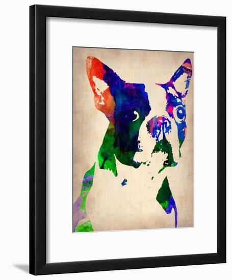 Boston Terrier Watercolor-NaxArt-Framed Art Print