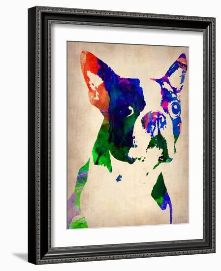 Boston Terrier Watercolor-NaxArt-Framed Art Print