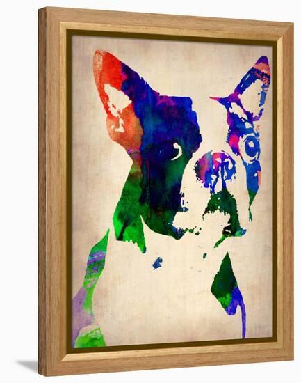 Boston Terrier Watercolor-NaxArt-Framed Stretched Canvas