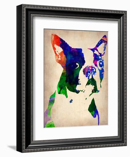 Boston Terrier Watercolor-NaxArt-Framed Premium Giclee Print