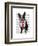 Boston Terrier with Red Tie and Moustache-Fab Funky-Framed Premium Giclee Print