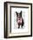 Boston Terrier with Red Tie and Moustache-Fab Funky-Framed Premium Giclee Print