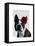 Boston Terrier with Rose on Head-Fab Funky-Framed Stretched Canvas