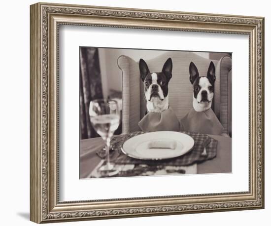 Boston Terriers Dining-Theo Westenberger-Framed Art Print