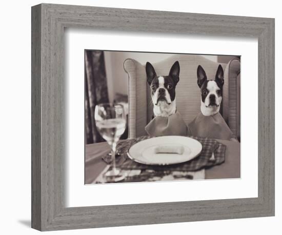 Boston Terriers Dining-Theo Westenberger-Framed Art Print