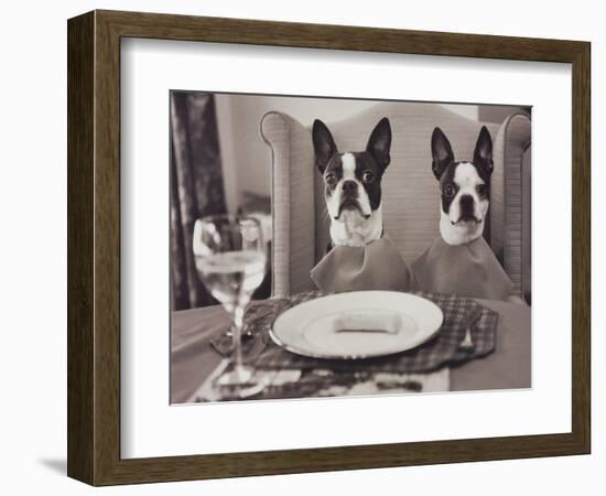 Boston Terriers Dining-Theo Westenberger-Framed Art Print