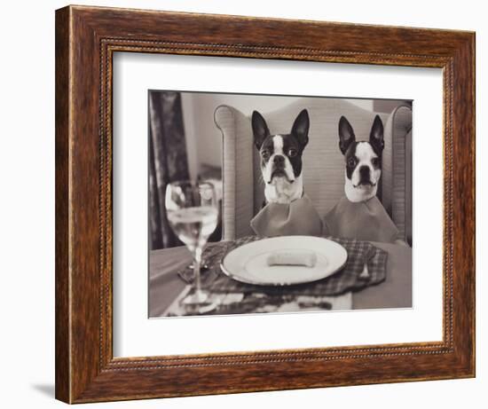 Boston Terriers Dining-Theo Westenberger-Framed Art Print