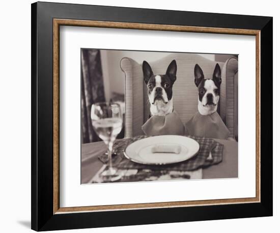 Boston Terriers Dining-Theo Westenberger-Framed Art Print