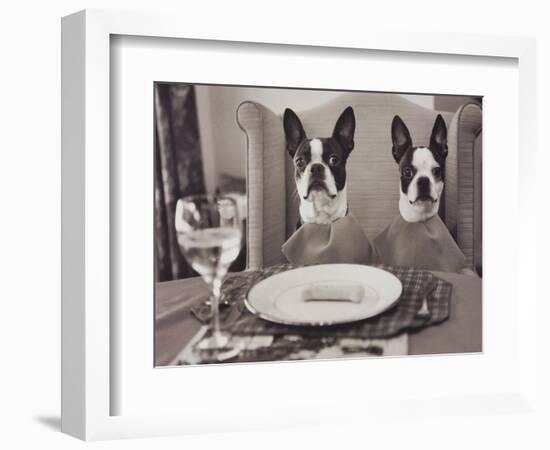 Boston Terriers Dining-Theo Westenberger-Framed Art Print