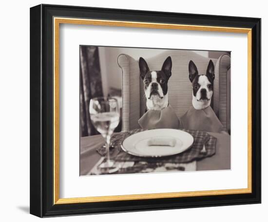 Boston Terriers Dining-Theo Westenberger-Framed Art Print