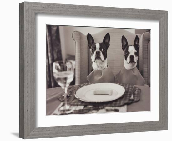 Boston Terriers Dining-Theo Westenberger-Framed Art Print