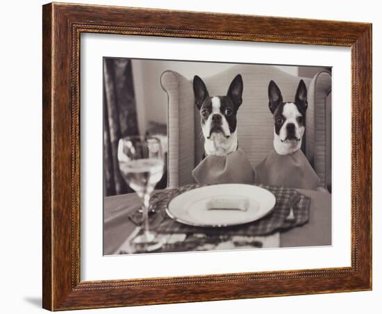 Boston Terriers Dining-Theo Westenberger-Framed Art Print