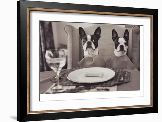 Boston Terriers Dining-Theo Westenberger-Framed Art Print