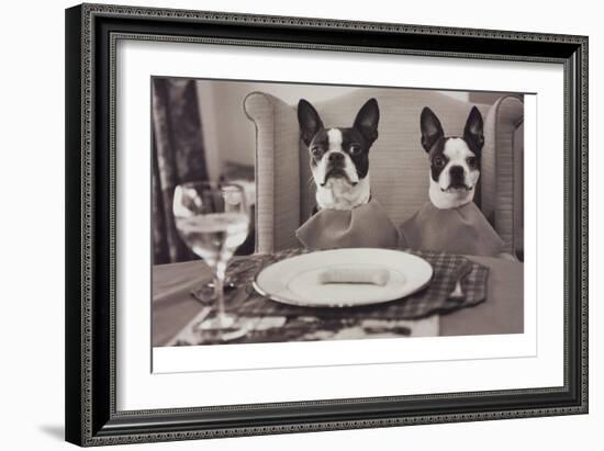 Boston Terriers Dining-Theo Westenberger-Framed Art Print