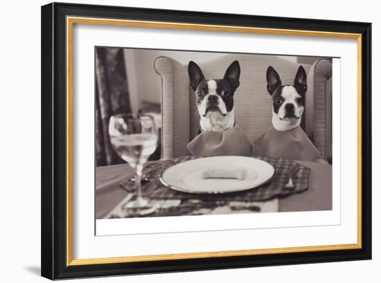 Boston Terriers Dining-Theo Westenberger-Framed Art Print