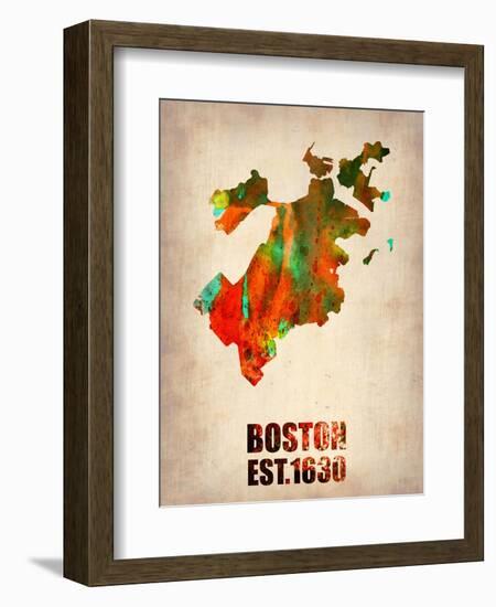 Boston Watercolor Map-NaxArt-Framed Art Print