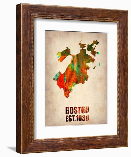 Boston Watercolor Map-NaxArt-Framed Art Print