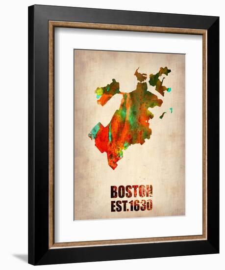 Boston Watercolor Map-NaxArt-Framed Art Print