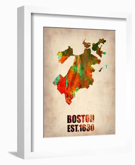 Boston Watercolor Map-NaxArt-Framed Art Print