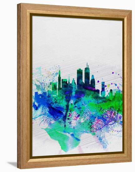 Boston Watercolor Skyline-NaxArt-Framed Stretched Canvas