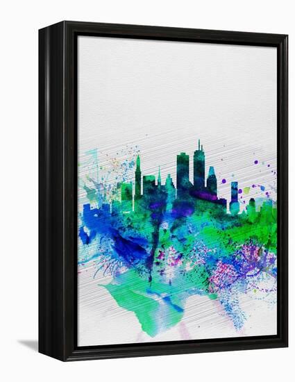 Boston Watercolor Skyline-NaxArt-Framed Stretched Canvas