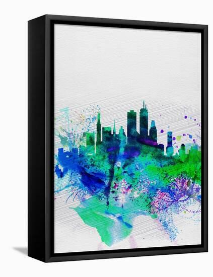 Boston Watercolor Skyline-NaxArt-Framed Stretched Canvas