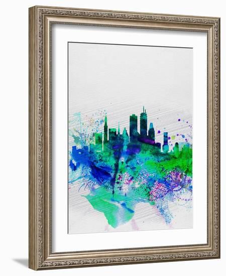 Boston Watercolor Skyline-NaxArt-Framed Art Print