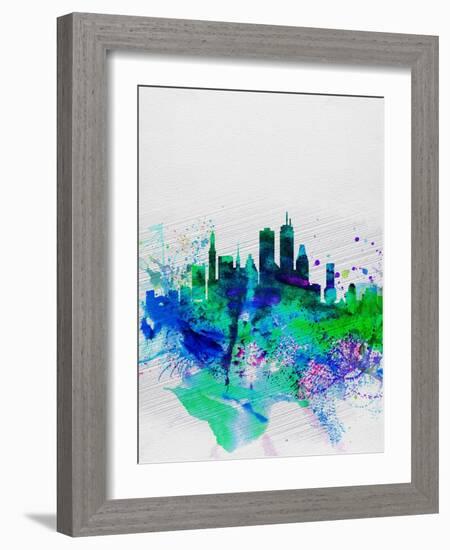 Boston Watercolor Skyline-NaxArt-Framed Art Print