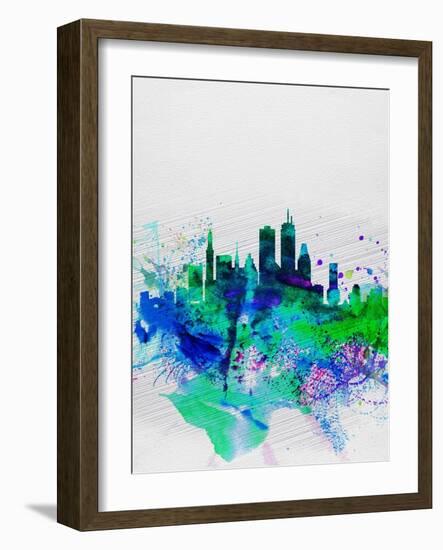 Boston Watercolor Skyline-NaxArt-Framed Art Print