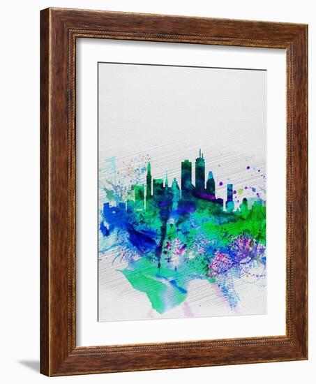 Boston Watercolor Skyline-NaxArt-Framed Art Print