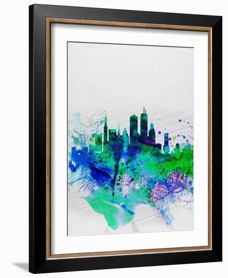 Boston Watercolor Skyline-NaxArt-Framed Art Print