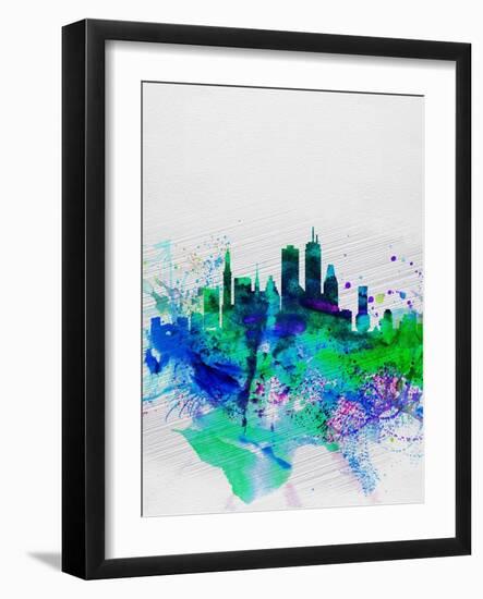 Boston Watercolor Skyline-NaxArt-Framed Art Print