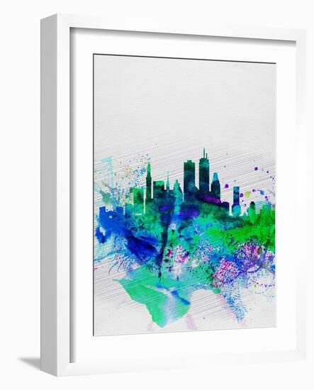 Boston Watercolor Skyline-NaxArt-Framed Art Print