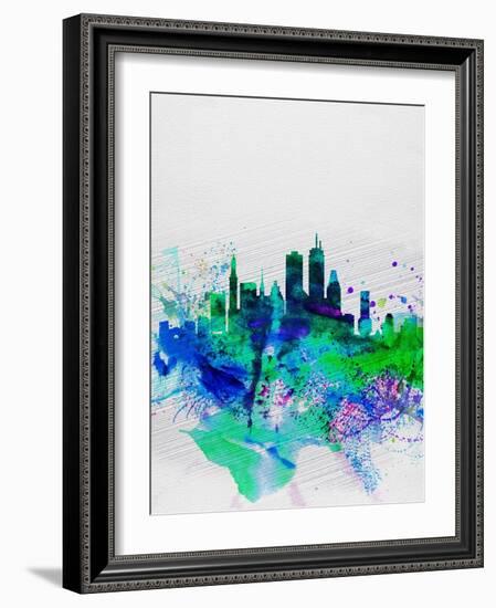 Boston Watercolor Skyline-NaxArt-Framed Art Print