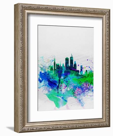 Boston Watercolor Skyline-NaxArt-Framed Art Print