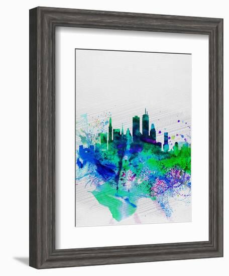 Boston Watercolor Skyline-NaxArt-Framed Art Print