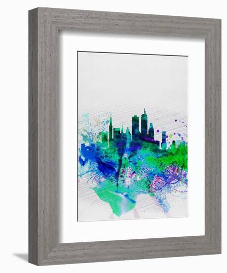 Boston Watercolor Skyline-NaxArt-Framed Art Print