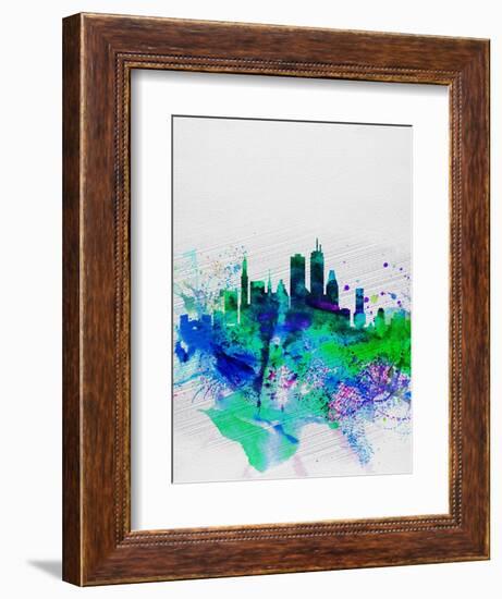 Boston Watercolor Skyline-NaxArt-Framed Art Print