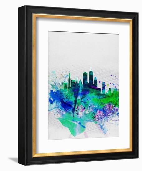 Boston Watercolor Skyline-NaxArt-Framed Art Print