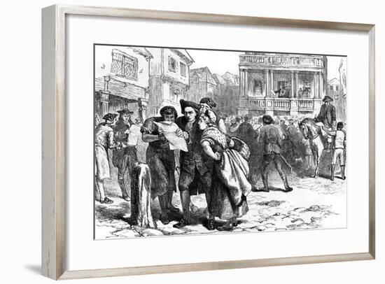 Bostonians Reading the Stamp Act, 1765-null-Framed Giclee Print