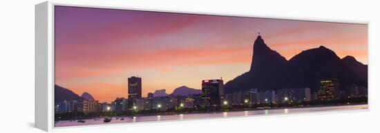 Botafogo Bay and Christ the Redeemer Statue at Sunset, Rio De Janeiro, Brazil-Ian Trower-Framed Premier Image Canvas