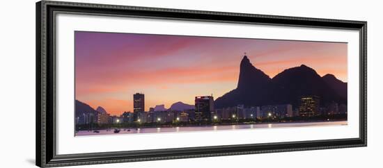 Botafogo Bay and Christ the Redeemer Statue at Sunset, Rio De Janeiro, Brazil-Ian Trower-Framed Photographic Print