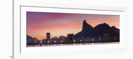 Botafogo Bay and Christ the Redeemer Statue at Sunset, Rio De Janeiro, Brazil-Ian Trower-Framed Photographic Print