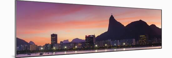 Botafogo Bay and Christ the Redeemer Statue at Sunset, Rio De Janeiro, Brazil-Ian Trower-Mounted Photographic Print
