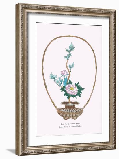 Botan (Peony) In a Handheld Basket-Josiah Conder-Framed Art Print