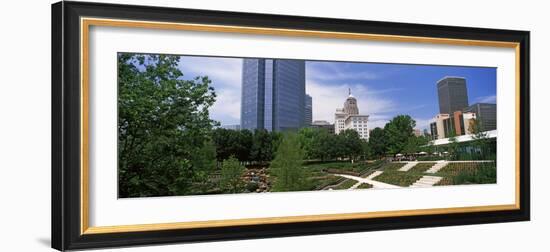 Botanical Garden with Skyscrapers in the Background, Myriad Botanical Gardens, Oklahoma City-null-Framed Photographic Print