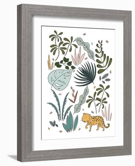 Botanical Jungle Leopard-Sweet Melody Designs-Framed Art Print