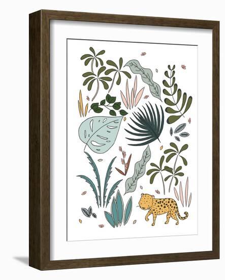 Botanical Jungle Leopard-Sweet Melody Designs-Framed Art Print