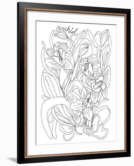 Botanical Orchid BW for Coloring-Cyndi Lou-Framed Giclee Print